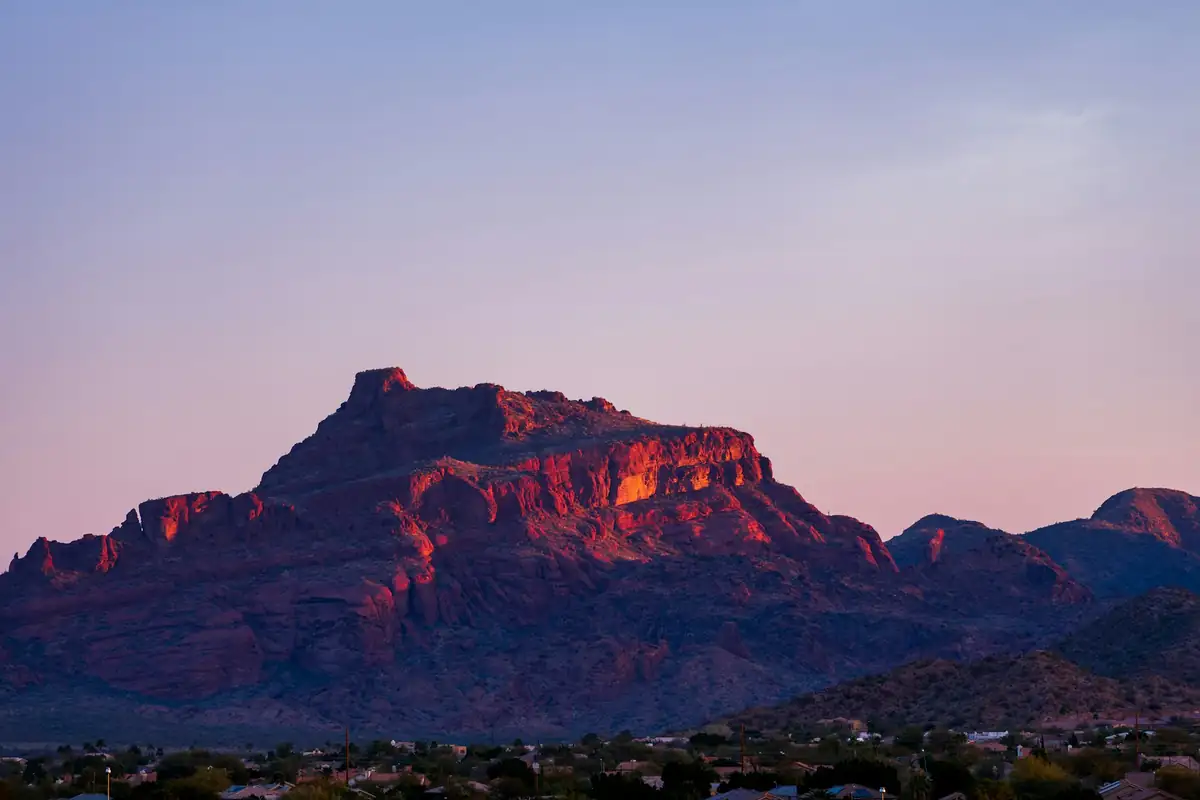 Red Mountain at first light, seen from East Mesa